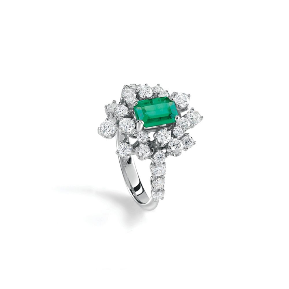 Dijamatni prsten Damiani Mimosa sa smaragdom