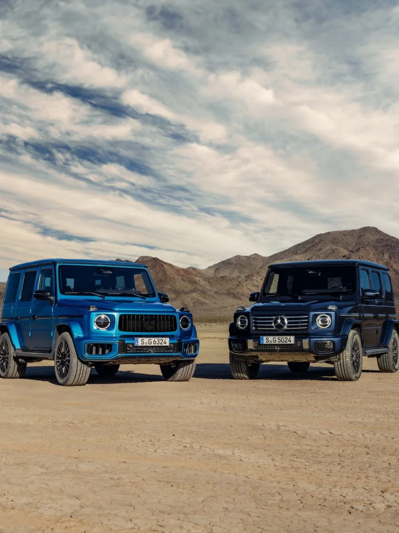 Photo by Mercedes-Benz on March 26, 2024. May be an image of jeep, wheel, truck, limousine, road and text.